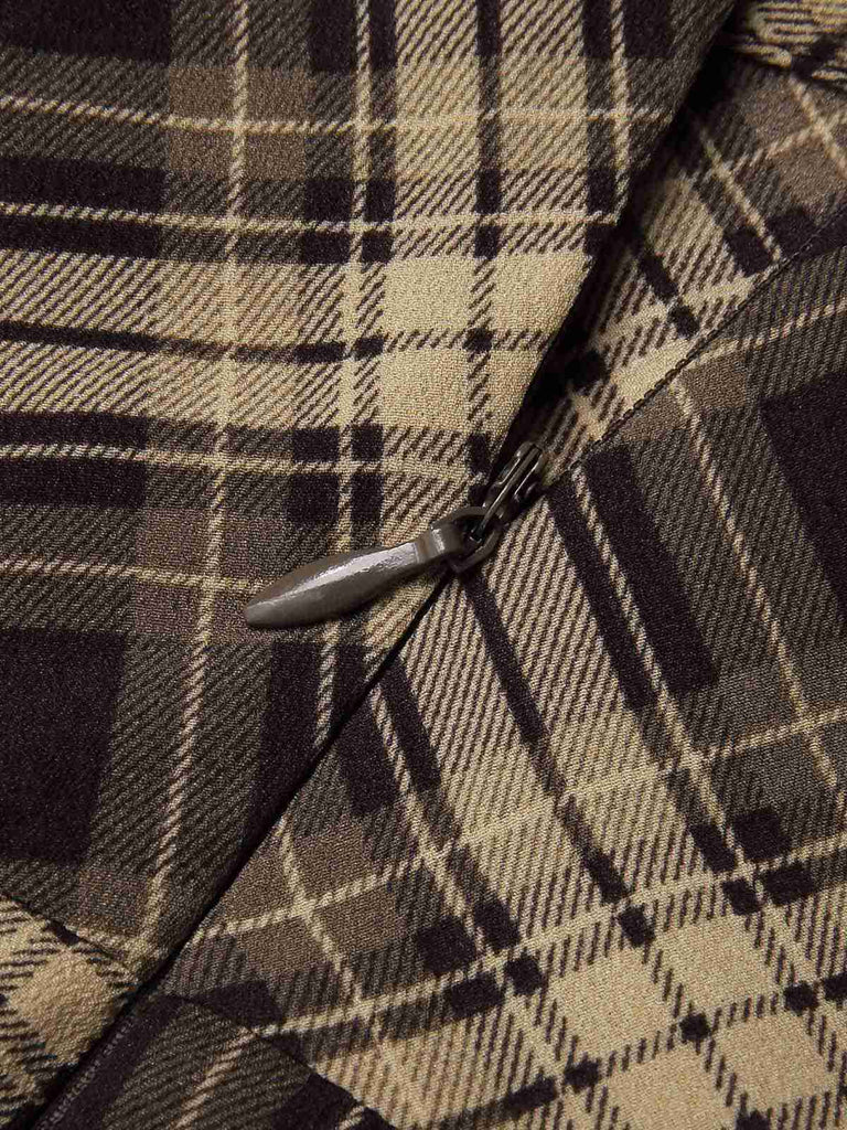 [Pre-Sale] Light Brown 1950s Plaid Pleated Skirt