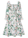 White 1940s Floral Pleated Belt Dress