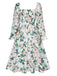 White 1940s Floral Pleated Belt Dress