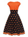 Orange 1950s Pumpkin Face Sweetheart Neck Dress