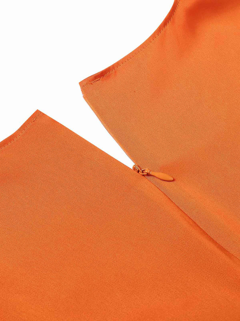 [Pre-Sale] Orange 1950s Pumpkin Face Sweetheart Neck Dress