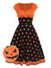 [Pre-Sale] Orange 1950s Pumpkin Face Sweetheart Neck Dress