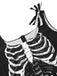 [Pre-Sale] Black 1950s Halloween Skeleton Vertical Stripes Dress