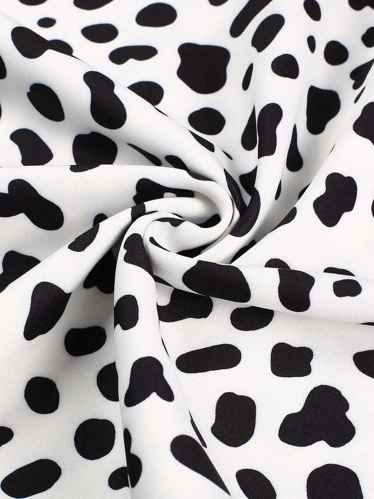 [Pre-Sale] Black 1970s Cow Spots Patchwork Dress