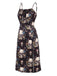 Black 1960s Halloween Floral Butterfly Skull Dress