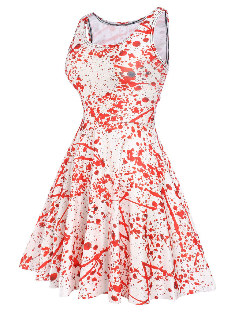 1960s Strap Halloween Blood Print Sleeveless Dress