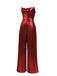 Metallic Red 1980s Cowl Neck Spaghetti Strap Jumpsuit