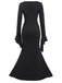 Black 1930s Sold Batwing Cuffs Fishtail Dress