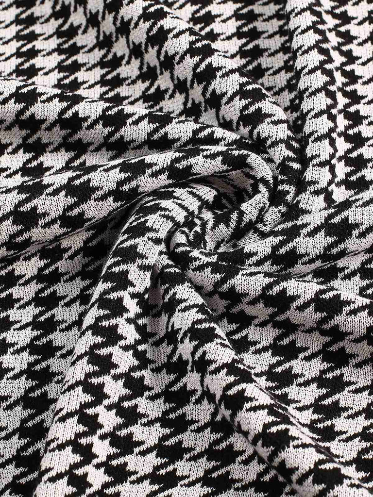 Black 1950s Houndstooth Checkerboard Coat