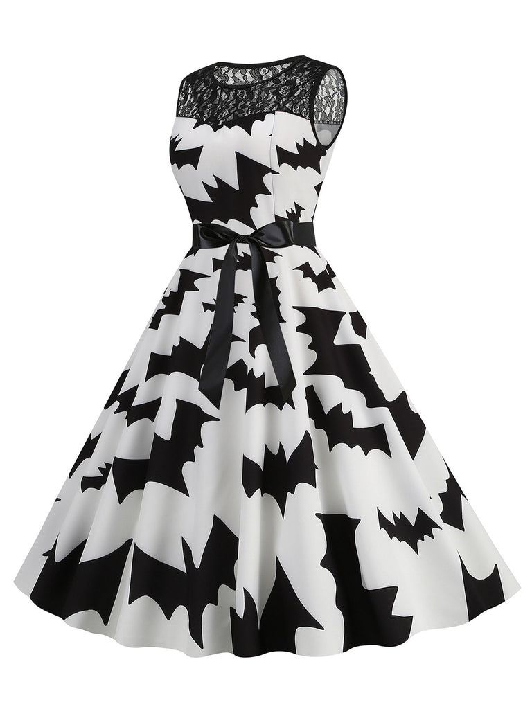 1950s Halloween Lace Patchwork Sleeveless Dress