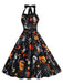 1950s Halloween Skull Halter Lace-Up Dress