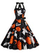 1950s Halloween Skull Halter Lace-Up Dress