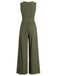 1950s Solid Wrinkled Deep V-Neck Jumpsuit