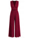 1950s Solid Wrinkled Deep V-Neck Jumpsuit