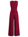 1950s Solid Wrinkled Deep V-Neck Jumpsuit