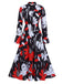 Multicolor 1940s Round Neck Floral A-Line Dress