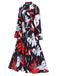 Multicolor 1940s Round Neck Floral A-Line Dress