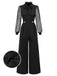 [Pre-Sale] Black 1930s Polka Dot Mesh Tie Neck Jumpsuit