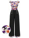 Black 1950s Pumpkin Off Shoulder Patchwork Jumpsuit