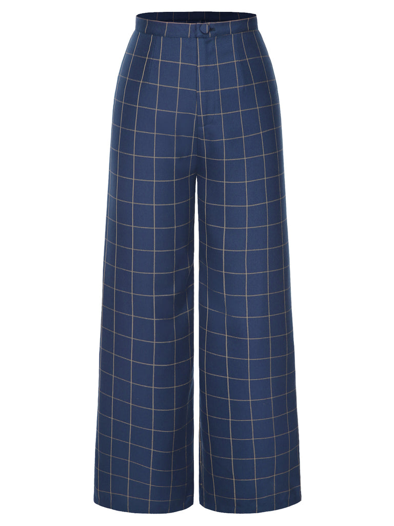 [Pre-Sale] 2PCS 1940s Royal Blue Plaid Lapel Coat & Pants