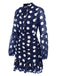 Dark Blue 1930s Polka Dots Hollow Out Ruffle Dress