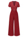 [Pre-Sale] Red 1960s Polka Dot Deep V Jumpsuit