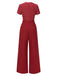 [Pre-Sale] Red 1960s Polka Dot Deep V Jumpsuit