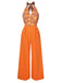 [Pre-Sale] Orange 1960s Floral Halter Jumpsuit