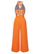 [Pre-Sale] Orange 1960s Floral Halter Jumpsuit