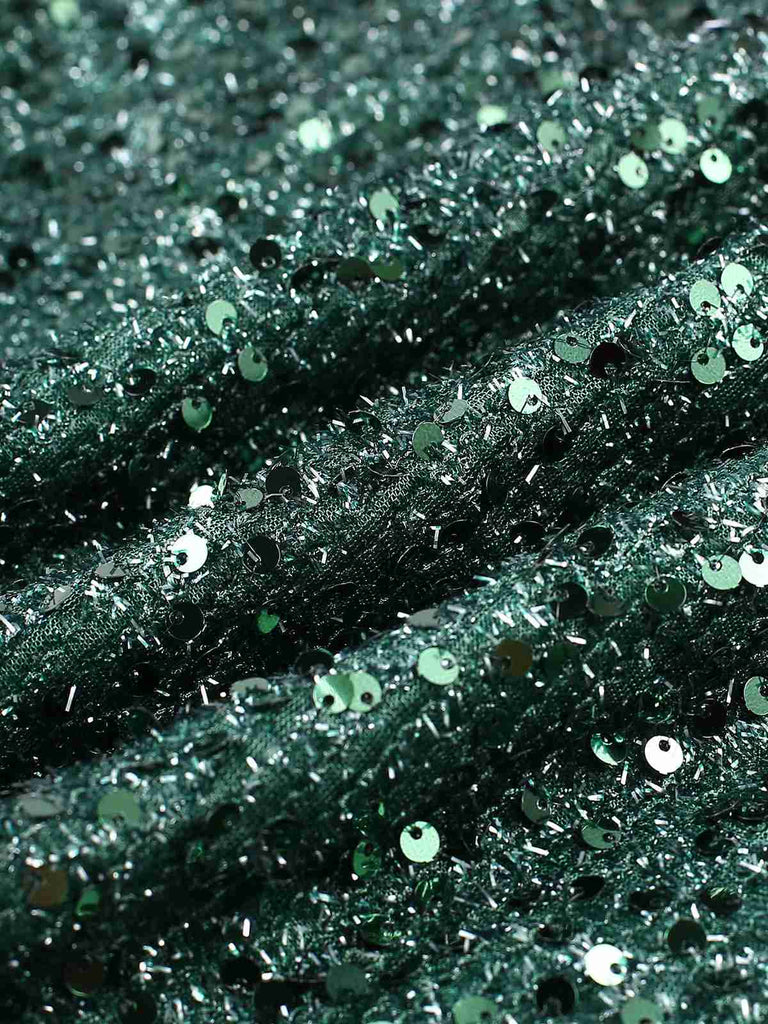 Green 1930s Sequined Glitter Prom Mermaid Dress