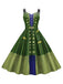 Green 1950s Halloween Double Straps Patchwork Dress