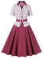 1950s Lapel Glen Check Belted Dress