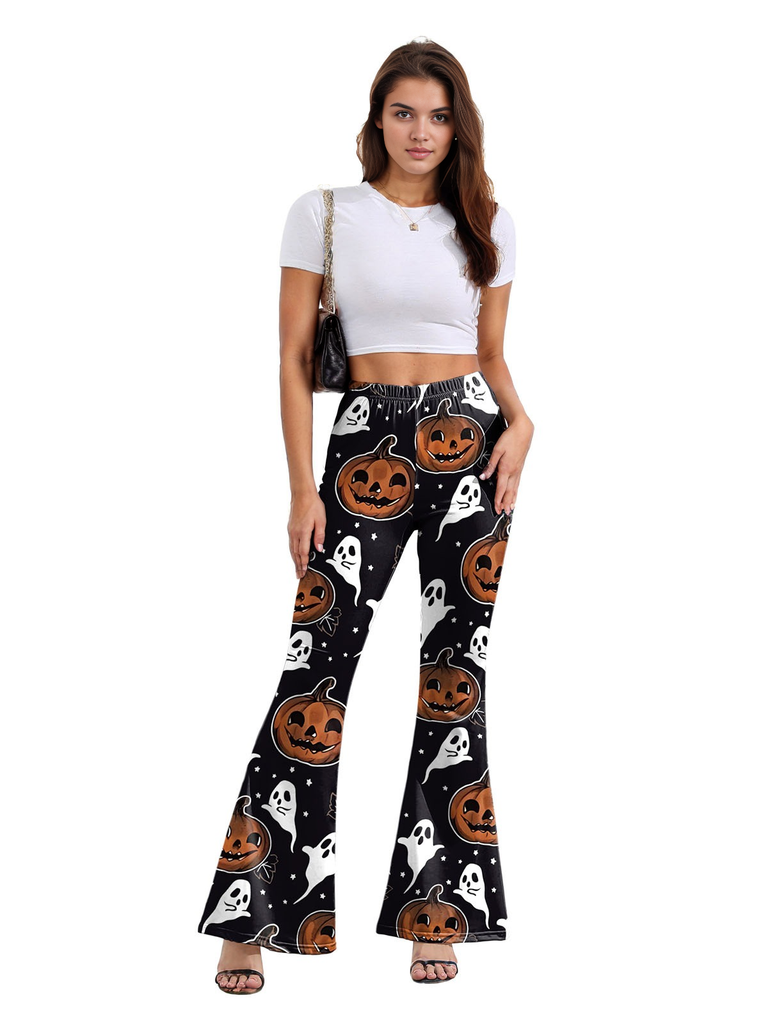 1960s Halloween Pumpkin Ghost Flare Pants