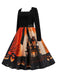 1950s Halloween Patchwork Long Sleeves Dress