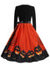 1950s Halloween Patchwork Long Sleeves Dress