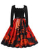 1950s Halloween Patchwork Long Sleeves Dress