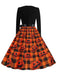 1950s Halloween Patchwork Long Sleeves Dress