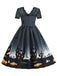 1950s Halloween Lace Patchwork Short Sleeves Dress