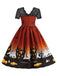 1950s Halloween Lace Patchwork Short Sleeves Dress