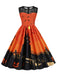 1950s Halloween Lace Patchwork Sleeveless Dress