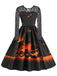 1950s Halloween Lace Sleeves Patchwork Dress