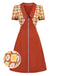 [Pre-Sale] Orange 1960s Daisy Patchwork Lapel Dress