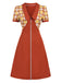 [Pre-Sale] Orange 1960s Daisy Patchwork Lapel Dress