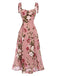 Pink 1940s Floral Lace-Up Dress