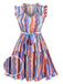 Multicolor 1940s Stripes Flying Sleeve Dress