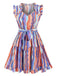 Multicolor 1940s Stripes Flying Sleeve Dress