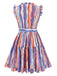 Multicolor 1940s Stripes Flying Sleeve Dress