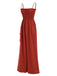 Red 1930s Spaghetti Strap Pleated Ruffles Solid Jumpsuit