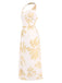 Yellow 1930s Asymmetric Neckline Floral Dress