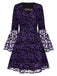 Purple 1960s Bats Mesh Bell Sleeves Dress